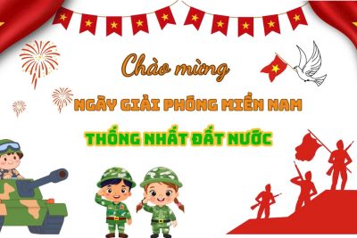 Các con học sinh trường MN Mỹ Hưng chào mừng 51 năm (30/04/1975-30/04/2026) ngày giải phòng miền nam thống nhất đất nước